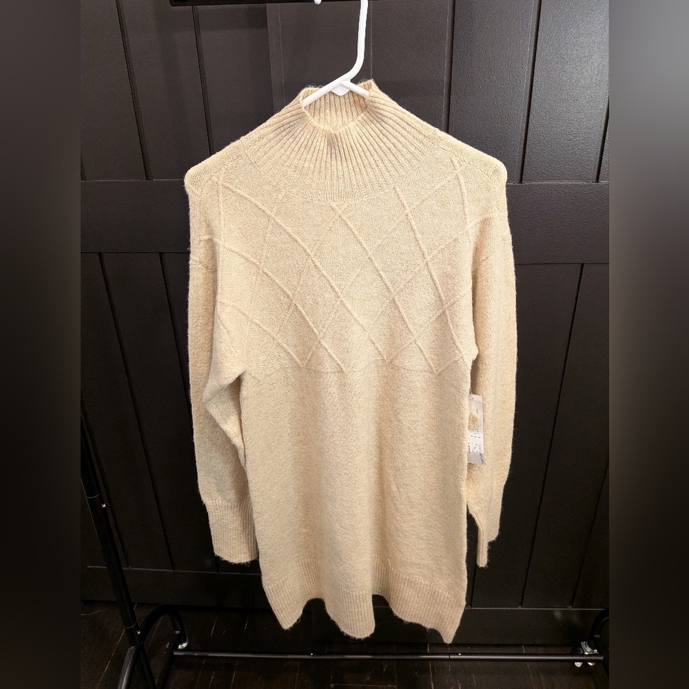 Tribal Beige Cowl Neck Sweater